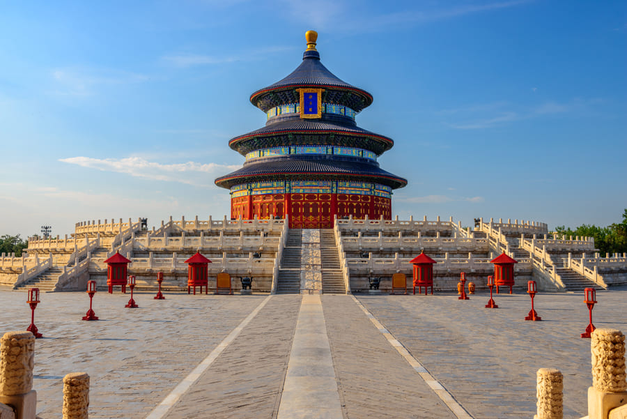 templo de Beijing en un atardecer